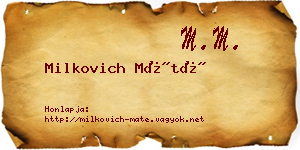 Milkovich Máté névjegykártya