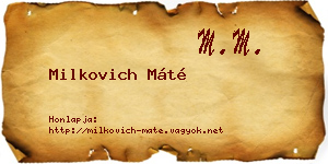 Milkovich Máté névjegykártya